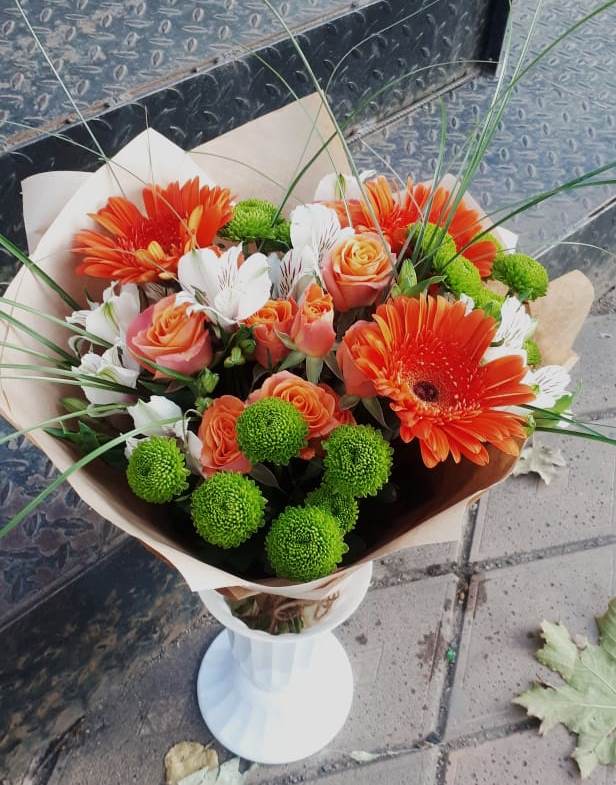 Букет цветов из: Герберы, Хризантемы, Альстромерии и Розы в Староникольское 