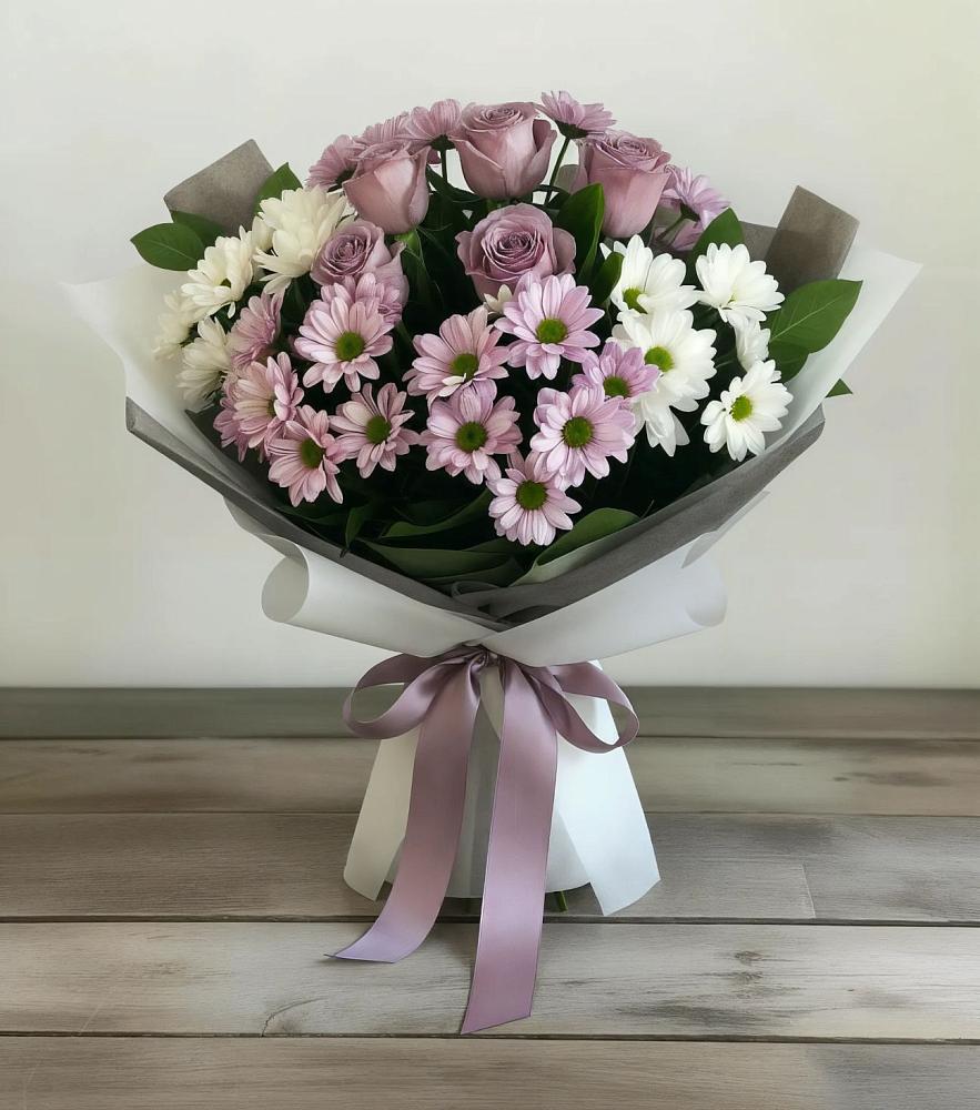 Букет цветов из: Хризантемы и Розы в Староникольское 