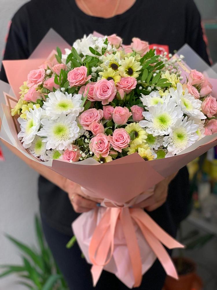 Букет цветов из: Розы и Хризантемы в Староникольское 