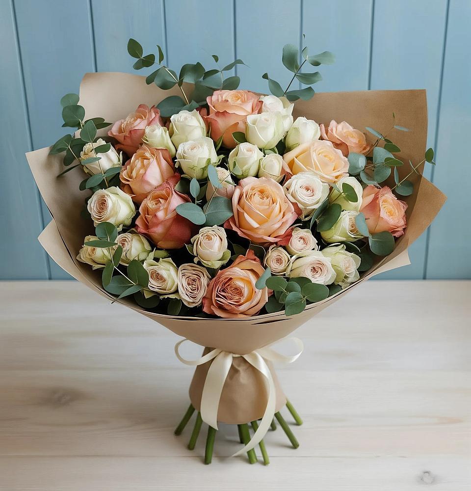 Букет цветов из: Альстромерии и Розы в Староникольское 