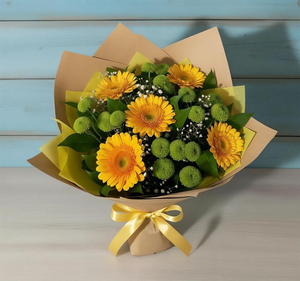 Букет цветов из: Герберы и Хризантемы в Староникольское 
