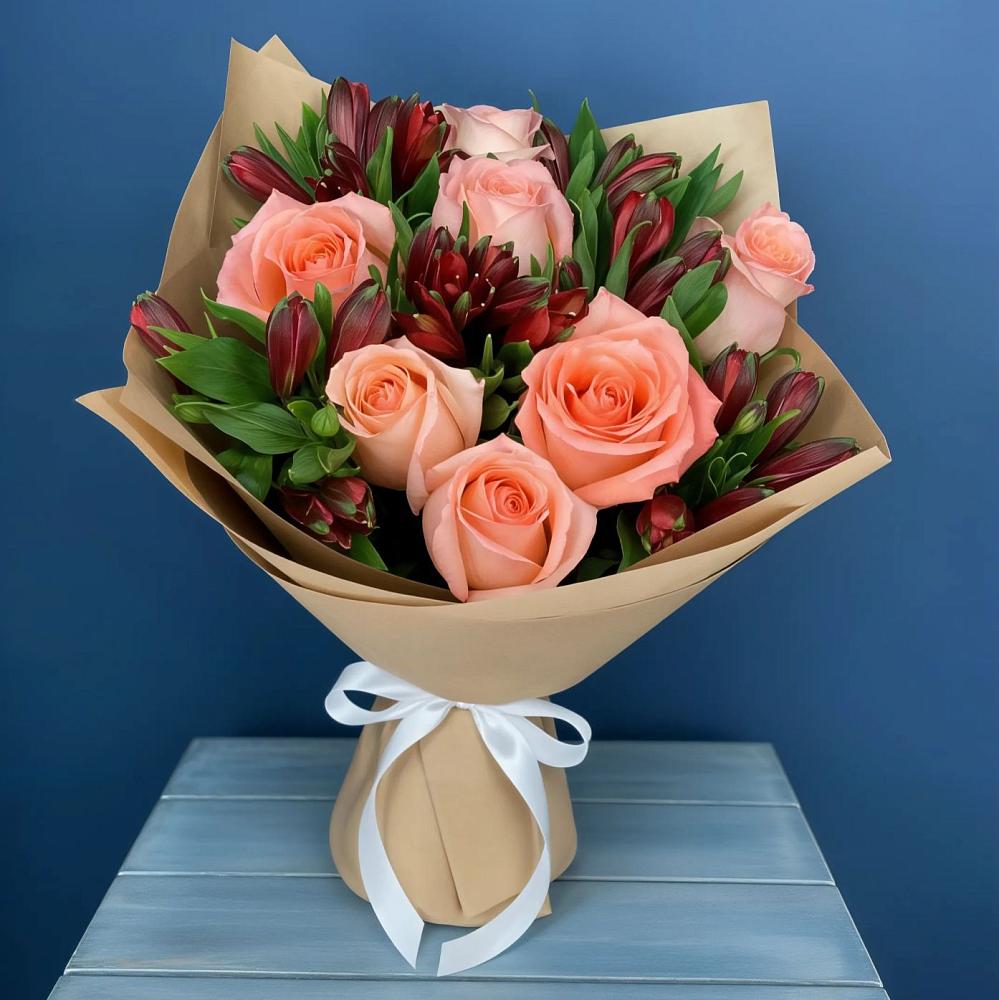 Букет цветов из: Розы и Альстромерии в Староникольское 