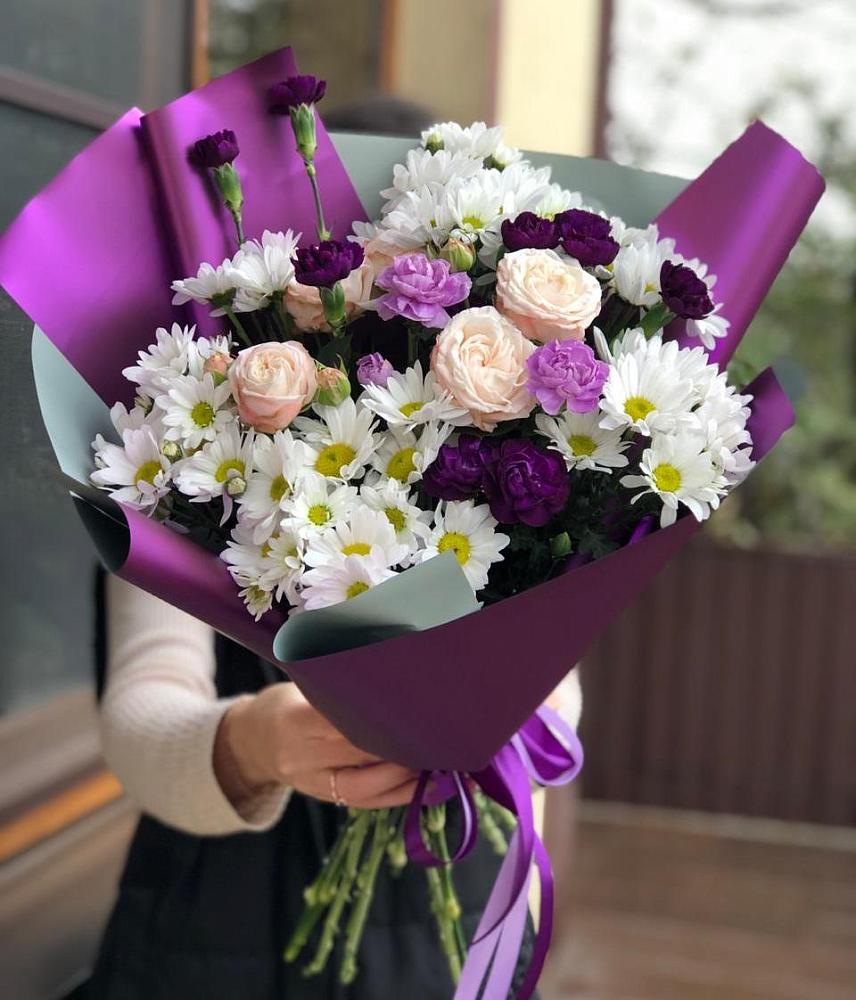 Букет цветов из: Хризантемы, Гвоздики и Розы в Староникольское 