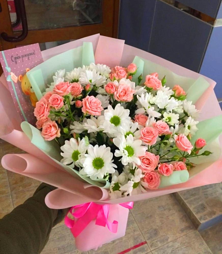 Букет цветов из: Розы и Хризантемы в Староникольское 