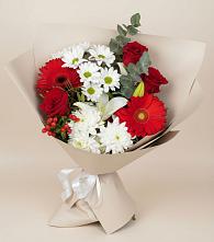 Букет цветов из:  Розы, Хризантемы, Герберы и Лилии в Староникольское 