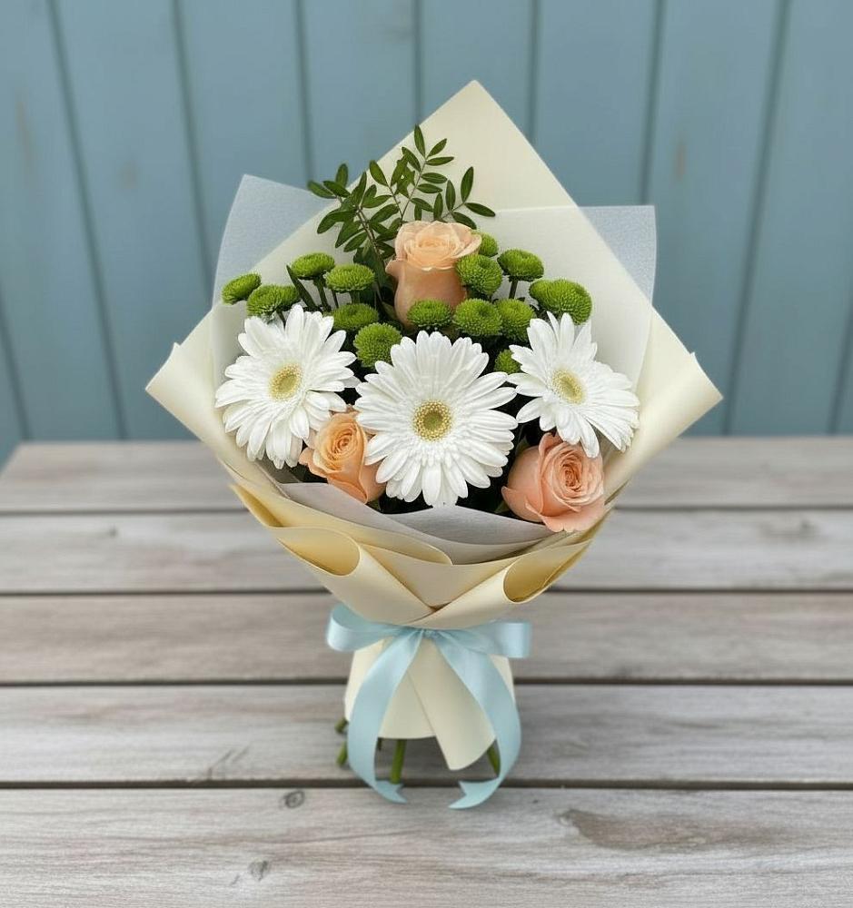 Букет цветов из: Герберы, Розы и Хризантемы в Староникольское 