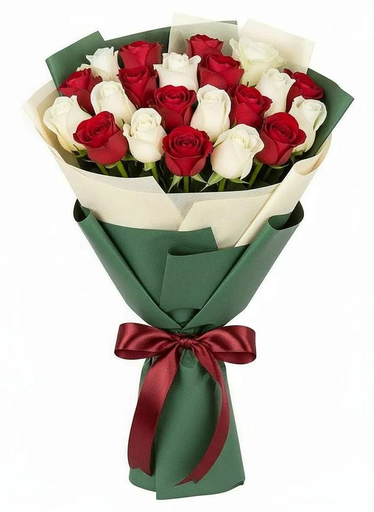 Букет Микс из красных и белых роз в Староникольское 
