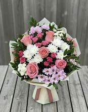 Букет цветов из:  Альстромерии, Гвоздики, Розы и Хризантемы в Староникольское 