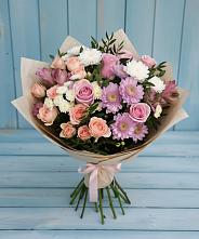 Букет цветов из:  Хризантемы, Розы и Альстромерии в Староникольское 