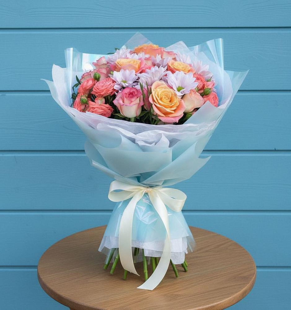 Букет цветов из: Хризантемы и Розы в Староникольское 