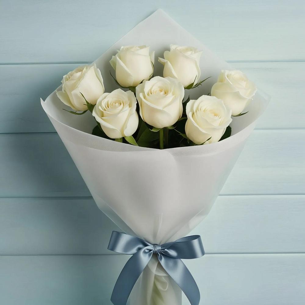 Букет 7 Белых роз Эдлесс Лав в Староникольское 
